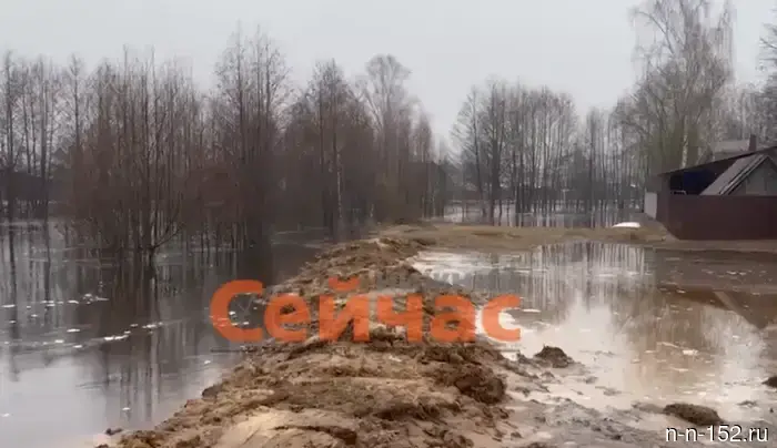 The river has overflowed its banks in Vyksa.