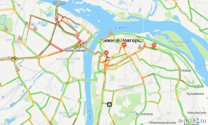 Вечером 26 июня Нижний Новгород столкнулся с девятибалльными пробками.