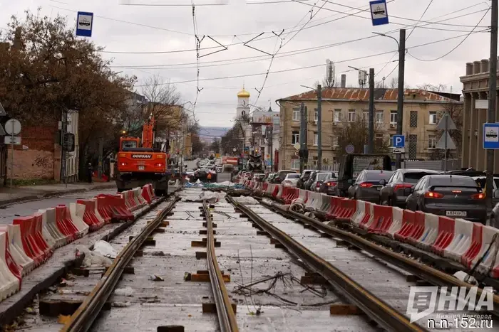 Указаны районы в заречной части Нижнего Новгорода, где осуществляется замена трамвайных путей.