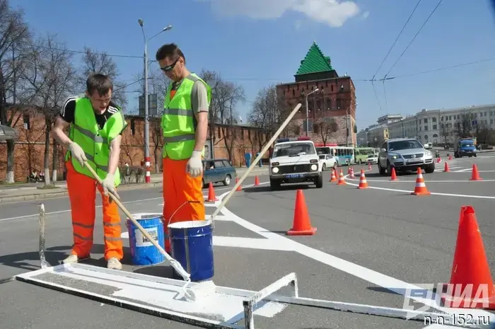 95% дорожной разметки в Нижнем Новгороде будет выполнено с использованием пластика.