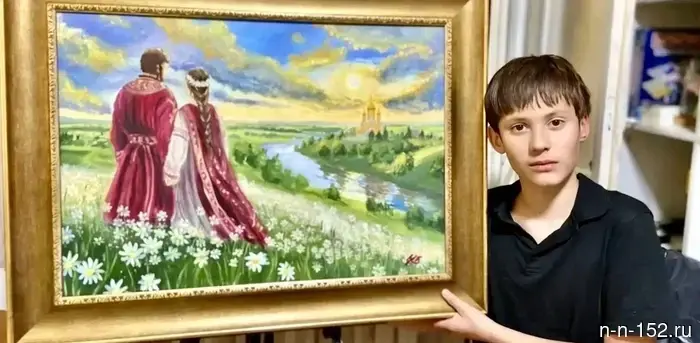 Работа 13-летнего нижегородского художника Богдана Корнишина выставлена в Центральном музее Вооружённых Сил России в Москве.