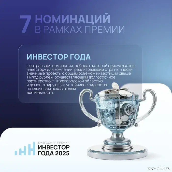 В Нижегородской области будет вручена премия «Инвестор года».