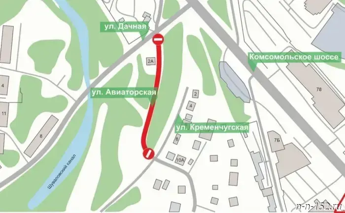 The road on Aviatorskaya Street in Nizhny Novgorod is closed until September 30.