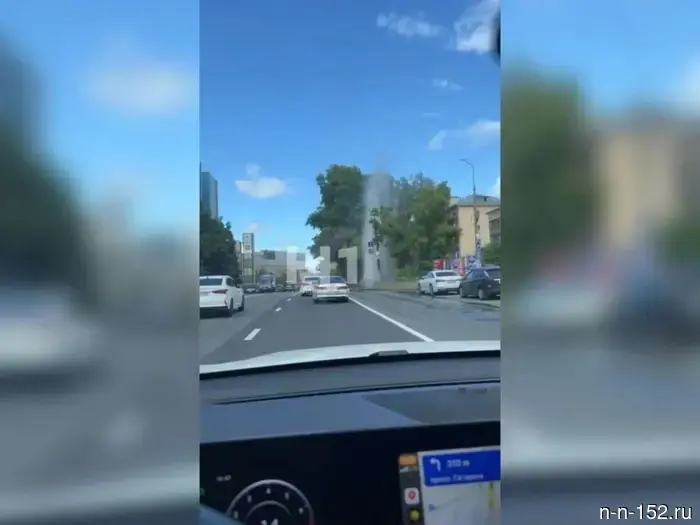 A fountain as tall as a five-story building has erupted in the center of Nizhny Novgorod.