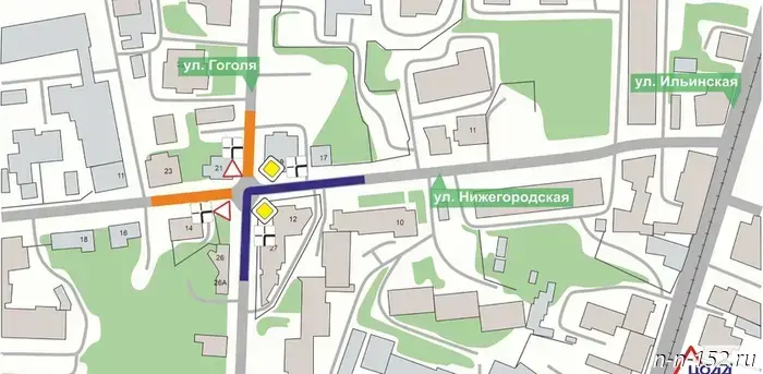 At the intersection of Nizhegorodskaya and Gogol streets, the direction of the main road will change.