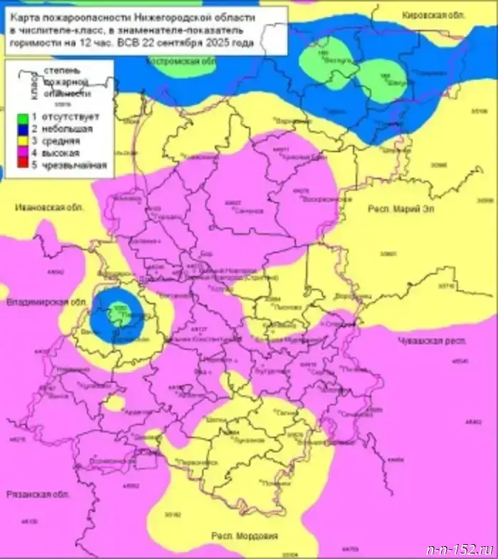 Fire danger on September 22, 2025