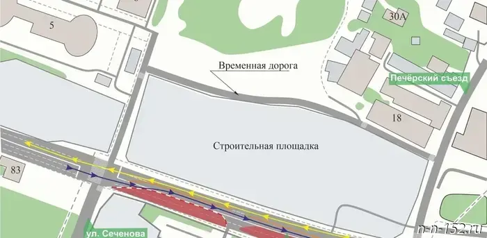 Traffic on Bolshaya Pecherskaya Street will be temporarily restricted.