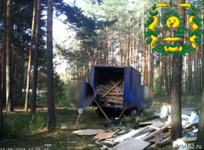 A truck without license plates created a dump in a forest in Nizhny Novgorod and was caught on video.