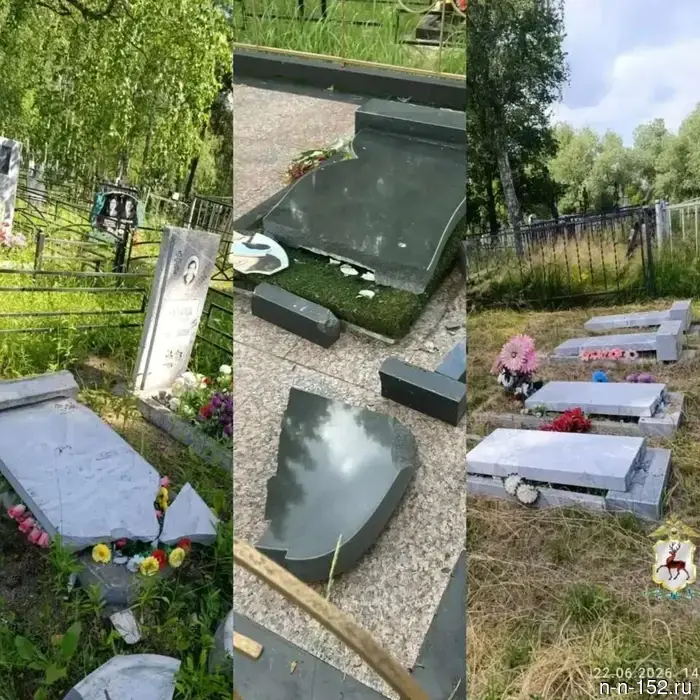 The police found children who damaged more than 50 monuments in the cemetery in Vyksa.