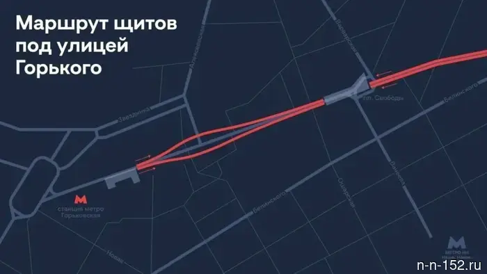 The metro shields will be diverted after the "Gorkovskaya" station due to the cultural heritage site in Nizhny Novgorod.
