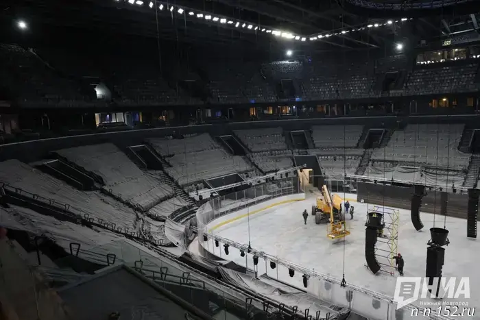 New photos from the construction site of the Ice Palace in Nizhny Novgorod have been published.
