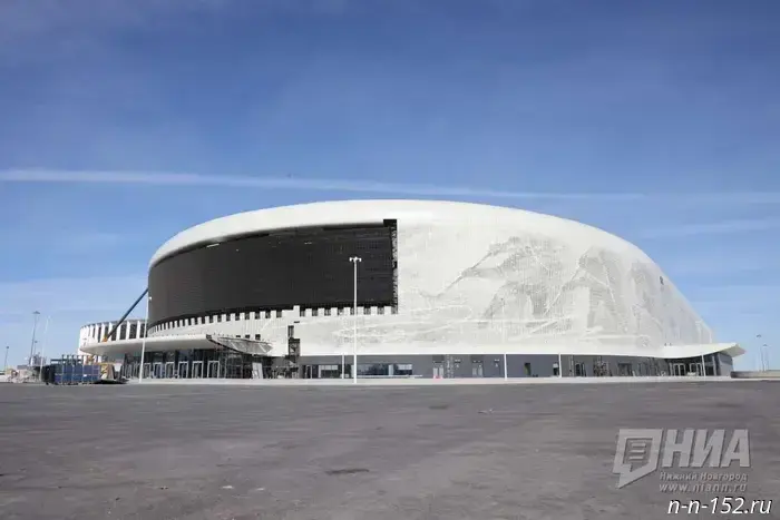 New photos from the construction site of the Ice Palace in Nizhny Novgorod have been published.