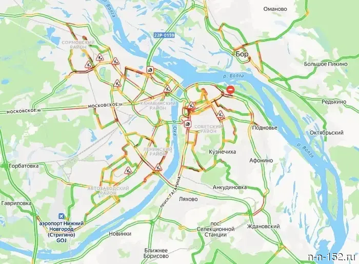 9 баллов: в Нижнем Новгороде возникли огромные пробки.