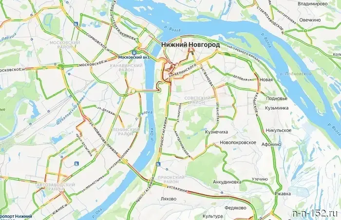 Вечером 28 августа в Нижнем Новгороде образовались 10-балльные пробки.