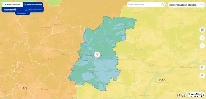 Universal investment proposals from Nizhny Novgorod were placed on the investment map of the Russian Federation.