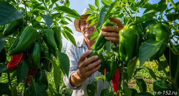 In mid-July, peppers are eagerly awaiting one thing: 3 spoonfuls in a bucket — and the branches are sturdy, while the fruits grow nonstop — up to 10 kg of harvest per plant.